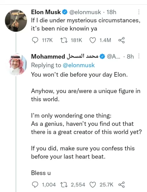  “Thank you for the blessing, but I’m ok with going to hell, if that is indeed my destination, since the vast majority of all humans ever born will be there.” Mr Musk’s cryptic post about his own death has led to a number of responses, including from his mother Maye.