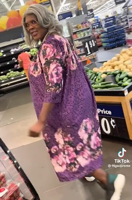 Tyler Perry Channels His Madea Costume While Shopping At Walmart